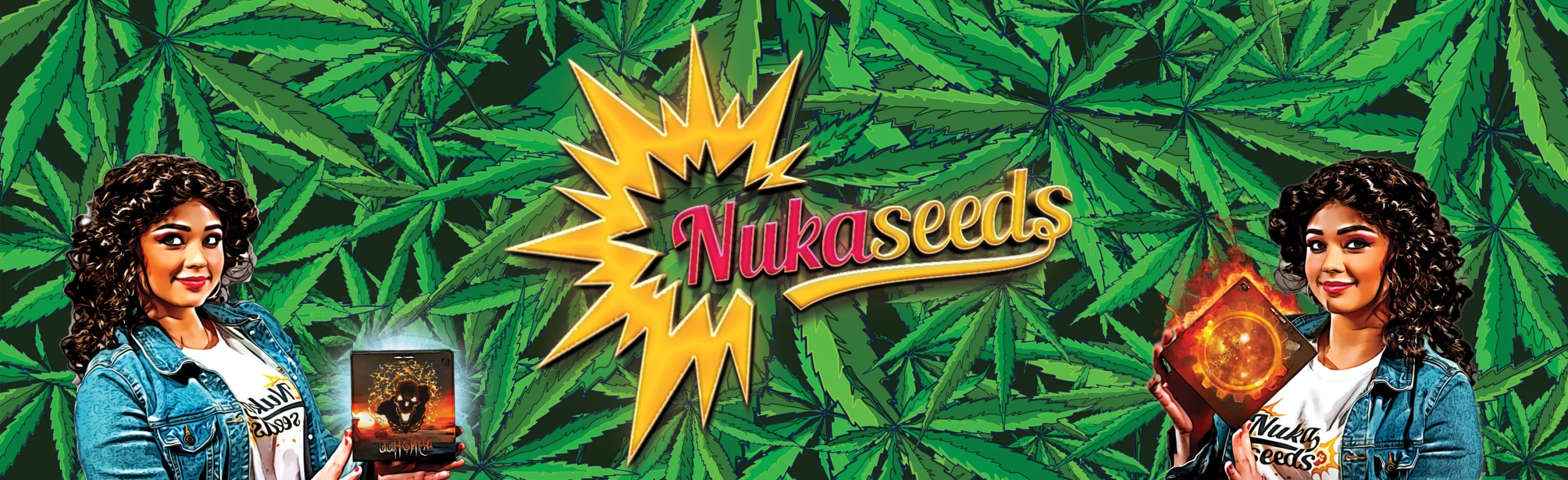 Nuka seeds social back ground cannabis logo