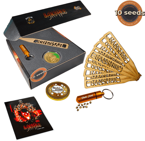 banshee cannabis seeds Nuka 10 seeds box package