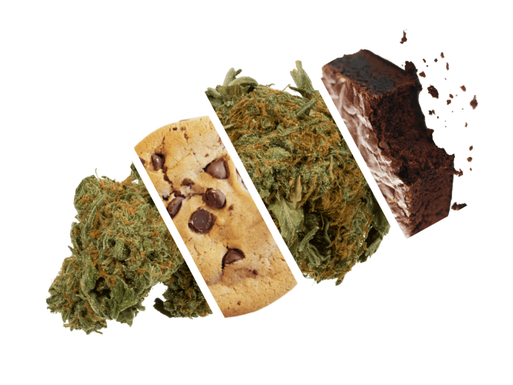 Cookie, brownie and cannabis bud
