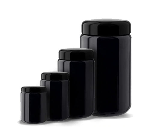 dunkle Glasbehälter für Cannabisknospen