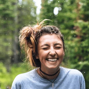 Cheerful and empathetic woman