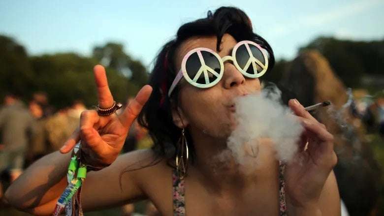Lady smoking cannabis at the cannabis festival