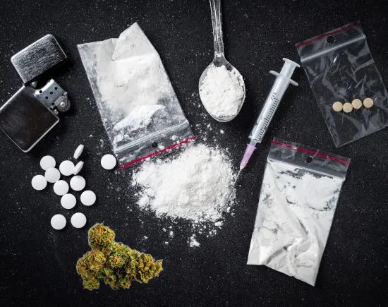 Gefährliche und süchtig machende Drogen und Cannabis.