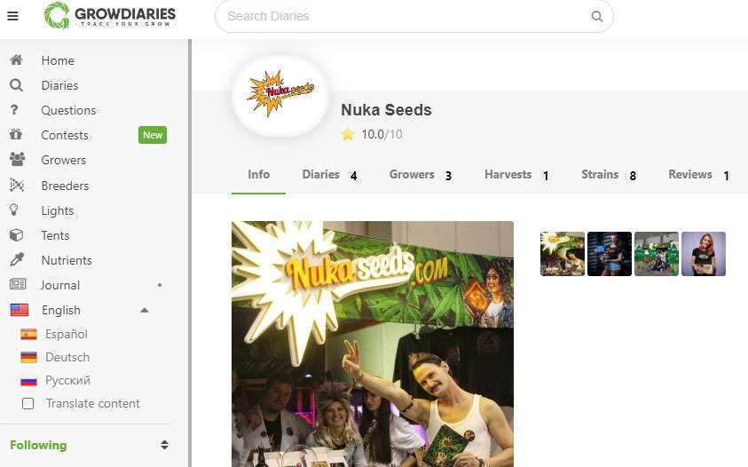 Profil Nukaseeds na Growdiaries.com
