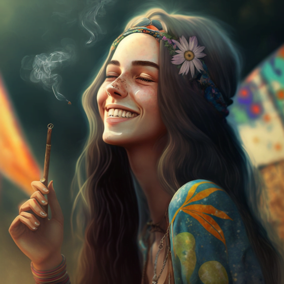 šťastná hippie dívka
