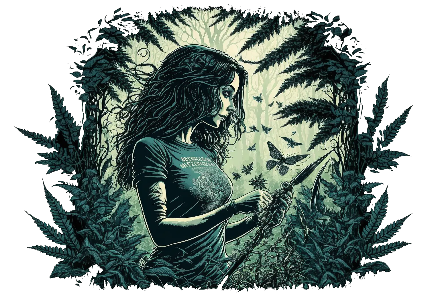 Girl Trimming Cannabis Plant