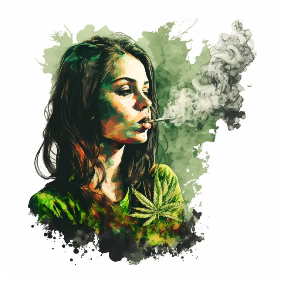 žena kouří konopí
