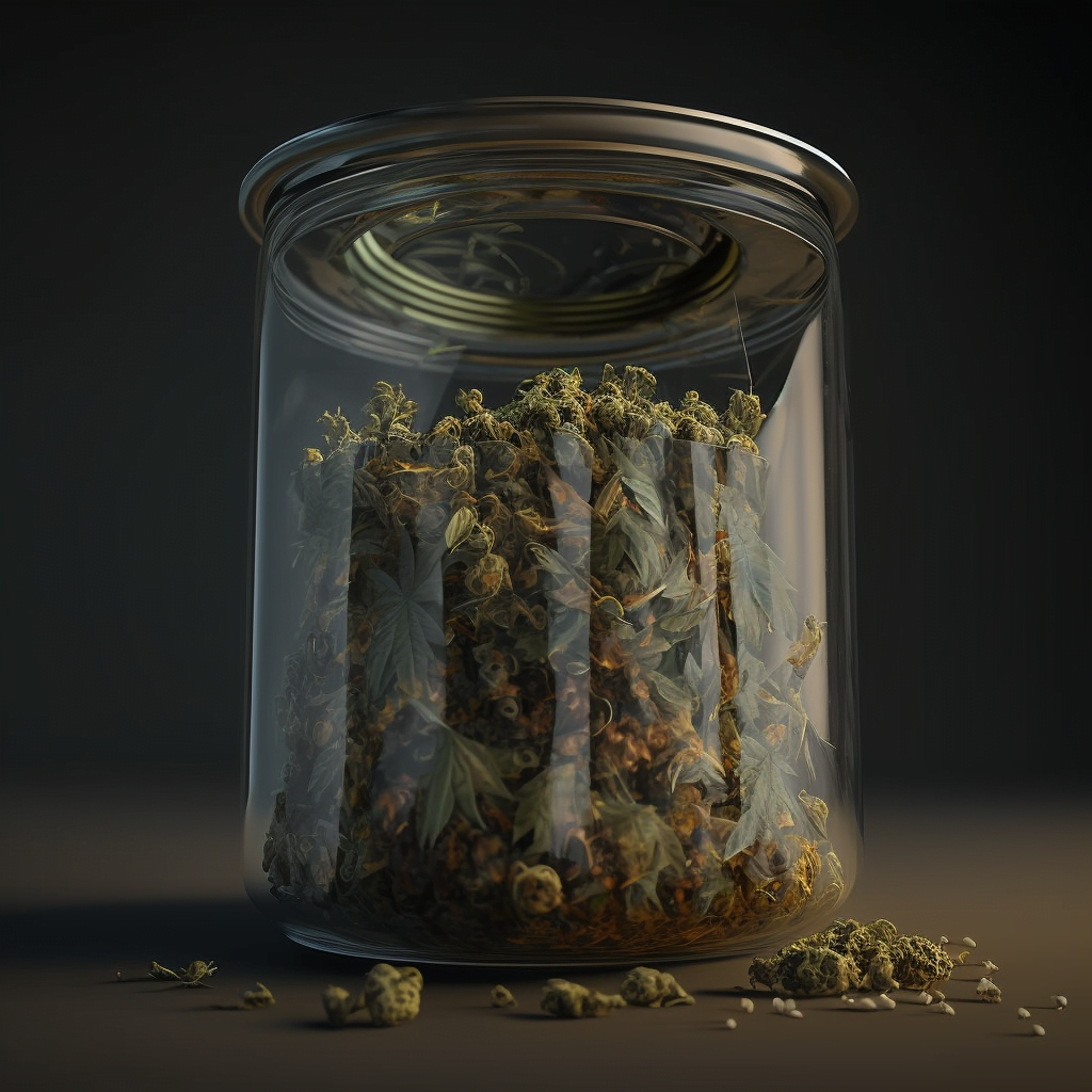 cannabis mould on flowers in a glass jar