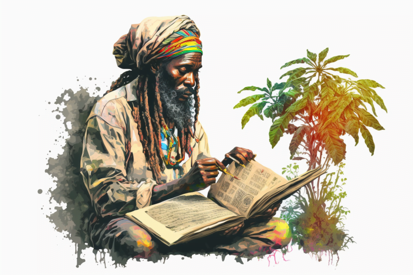 rastaman studuje rozdíly mezi Indikou a Sativou