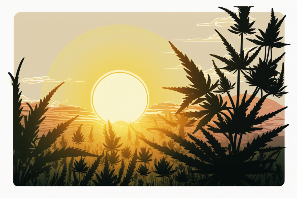 sun and cannabis plant