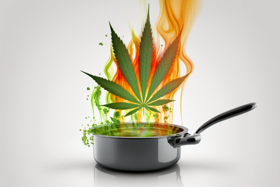 příprava konopných poživatin v hrnci