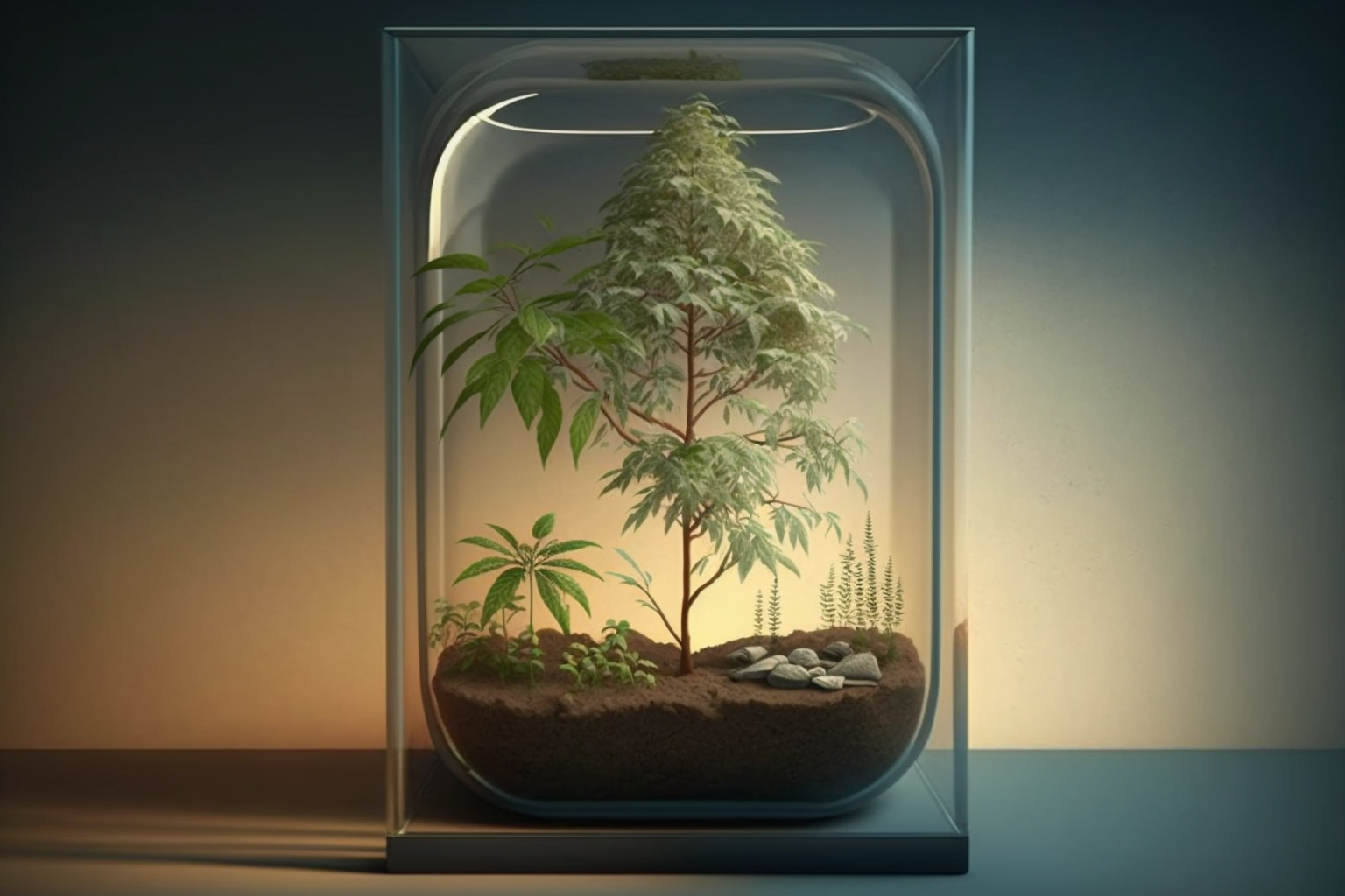 abstract view of growing cannabis in a small space