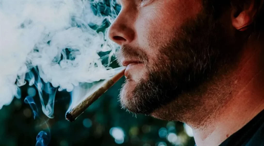 a man taking a cannabis break