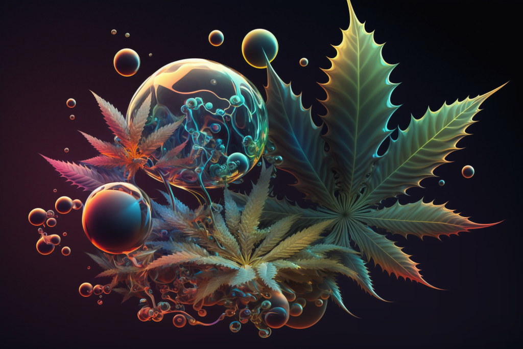 Cannabinoide und Cannabis-Pflanzenblatt