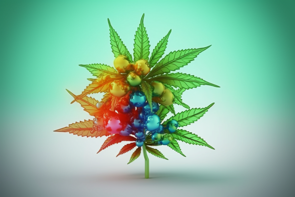 bemaltes Molekül mit Blättern