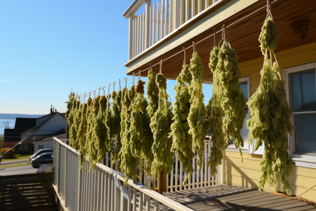 Sušení konopí na balkoně